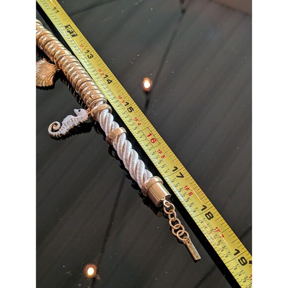 ZARA Necklace Women's Seashore Charms Golden Enamel Cream Cord Statement Coastal - Picture 10 of 15